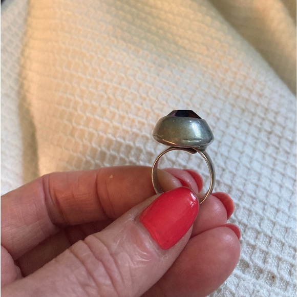Big Metal London purple stone Ring - Picture 3 of 10